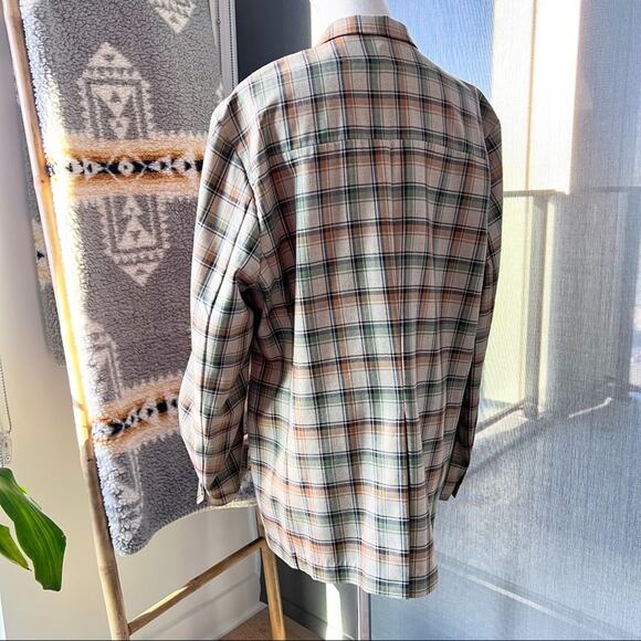 Haleine Beige Multi Plaid Long Sleeve 2 Button Front Oversized Wool Blazer - Picture 4 of 10